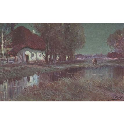 Wasilieff Clair de Lune Petite Russie Lapina Oilette Postcard