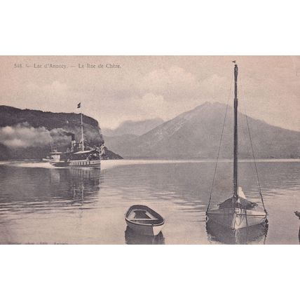 Lac D'Annecy Le Roc De Chere Duingt Boats Old French Postcard