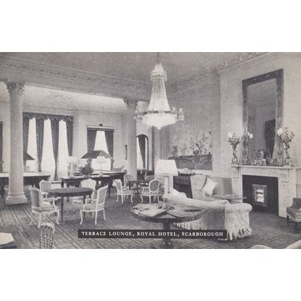 Terrace Lounge Scarborough Yorkshire Royal Hotel Antique Postcard