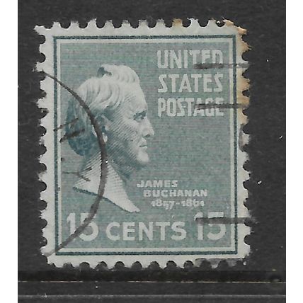 USA 1938 PRESIDENTIAL SERIES 15c BLUE SLATE JAMES BUCHANAN SG816 FINE USED#