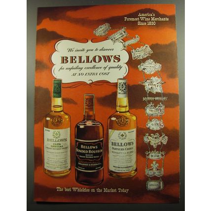 1952 Bellows Advertisement - Club Special, Bonded Bourbon, Partners Choice
