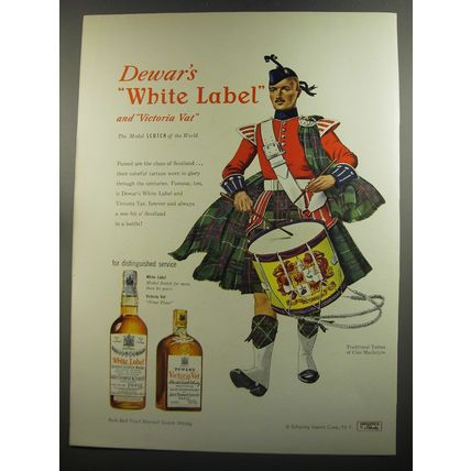 1952 Dewar's White Label and Victoria Vat Scotch Ad - Tartan of Clan MacIntyre