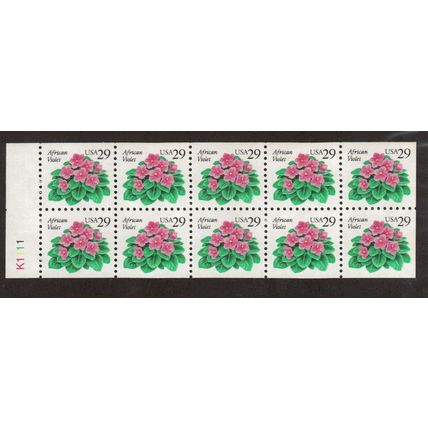 African Violet Flowers Booklet of 20 X 29¢ Stamps * Stuart Katz