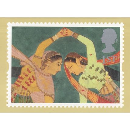 Kathak Dance Indian Mughal Orangzeb Painting RMPQ Stamp Postcard