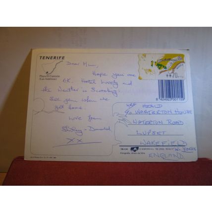 PLAYA EL CAMISON, TENERIFE, SPAIN used postcard #