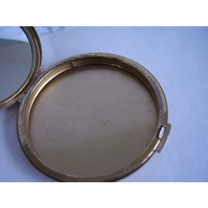 Vintage Powder Compact Brass Machine Turned Spiral Design Loose Cream Powder