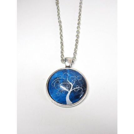Beautiful Tree Stormy Skies Glass Cabochon Pendant Silver Necklace Gift
