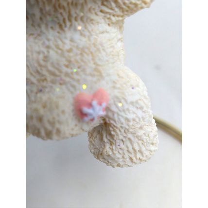 Holiday Bearies/Snow Bearies Christmas White Bear w/Bell Tree Ornament 2 Inches