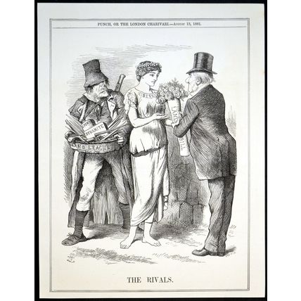 RIVALS 1881 John Tenniel - Joseph Swain PUNCH CARTOON PAGE