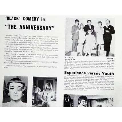 ANNIVERSARY, The (1968) vintage UK Pressbook ***Bette Davis***
