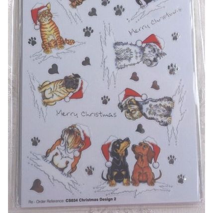 CHRISTMAS CRAFT STICKERS PEEL OFF DOG BREEDS FOR CARD MAKING OR DECORATING