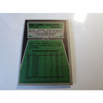 1975 Topps Football Card # 154 Larry Stallings VG-Ex (4) St Louis Cardinals