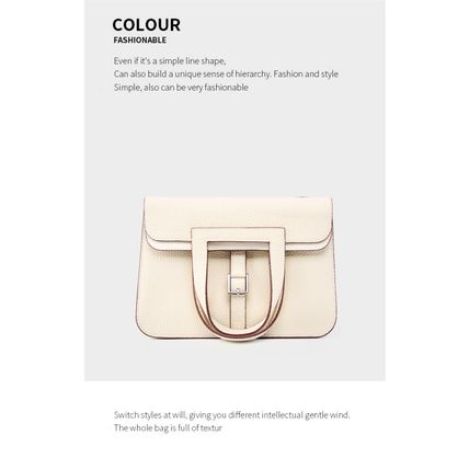 Womens Genuine Leather Casual Handbags White