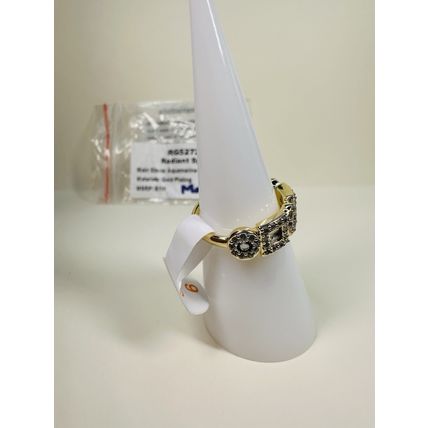NIB Bomb Party Sz6 Revealed BP Ring RG52725 Radiant Spirit Aquamarine CZ Gold Pl