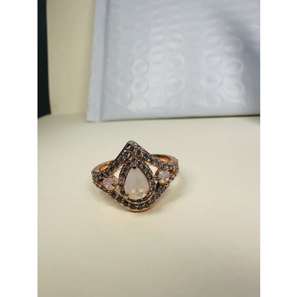 Bomb Party Sz8 Revealed BP Ring Fashion Jewelry RBP White Agate Rose Gold P