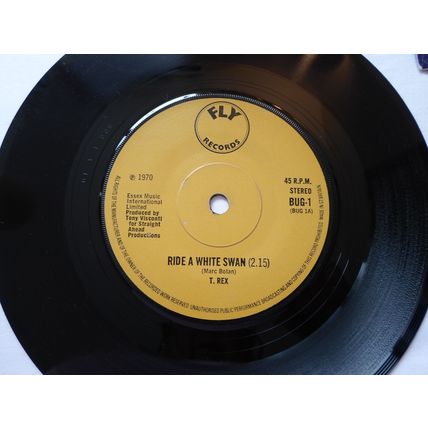 7" 1970. T.REX.RIDE A WHITE SWAN.FLY BUG-1.ISIT LOVE,SUMMERTIME BLUES.NEAR MINT.