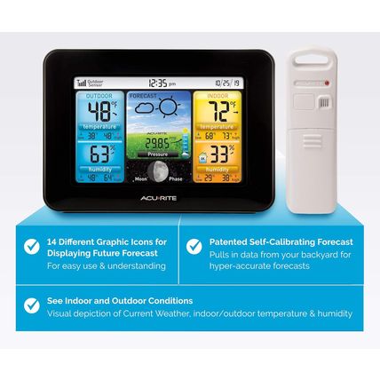 Acurite Wireless Home Weather Station with Color Display, Indoor Outdoor Thermom