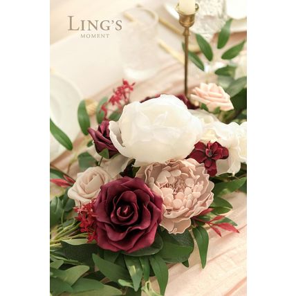 Ling'S Moment Flower Garland - 6FT Eucalyptus & Rose - Sweetheart Table Decor fo