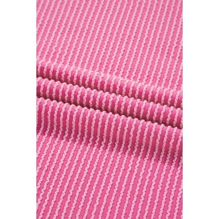 Bonbon Spiral Ribbed Exposed Seam Detail Plus Size Long Sleeve Top