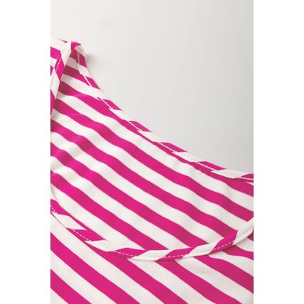Rose Stripe U Neck Sleeveless Loose Fit Mini Dress