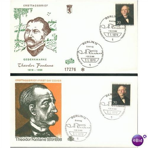 Germany FDC 1970 - SG B344 - Theodor Fontane 1819-1898