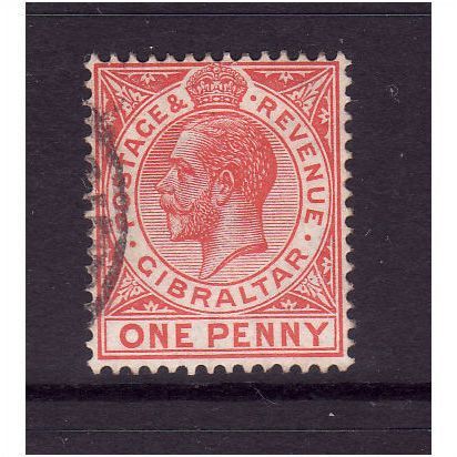 GIBRALTAR 1912 SG 77 1d CARMINE RED FINE USED #3