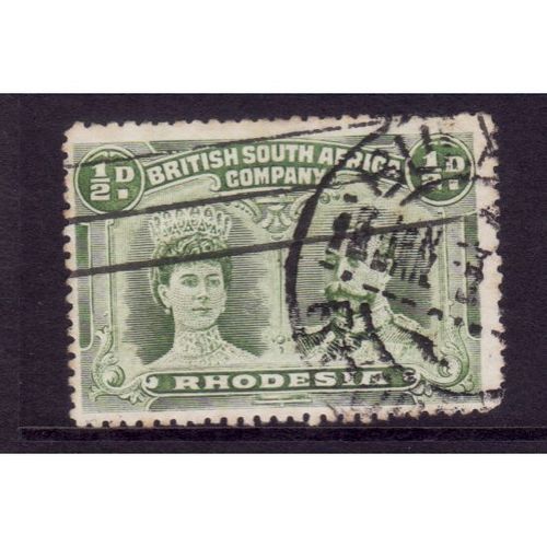 RHODESIA 1910 SG 119 1/2d YELLOW GREEN FINE USED