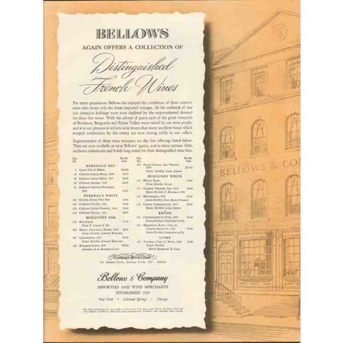 bellows company 1947 again offers distinguished french wine vintage ad