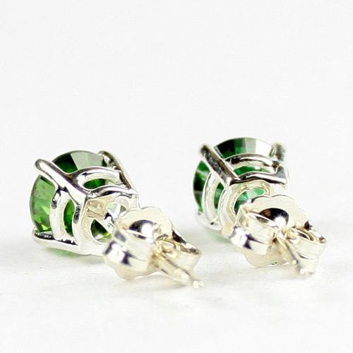 Russian Nanocrystal Emerald, 925 Sterling Silver Post Earrings, SE012