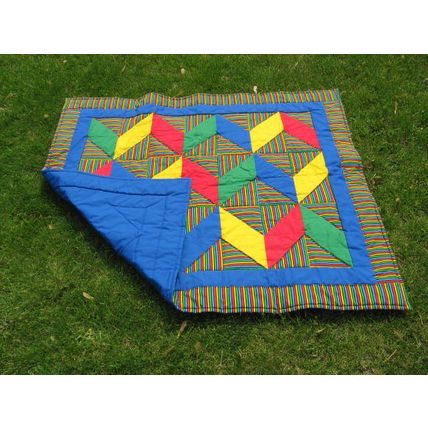 Bright Zig Zag Baby Lap Quilt 0016 39x45 Colorful Stripes Blue Small Quiltpolice