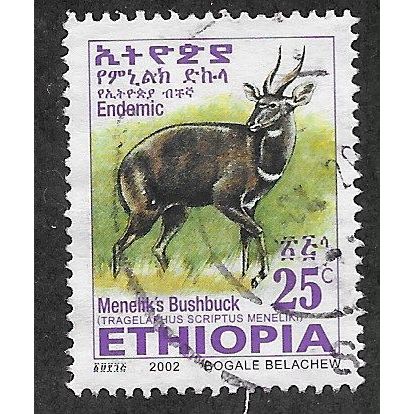 ETH 2002 25c 'MENELIKS BUSHBUCK' (SMALL) FINE USED (EBID70-252)