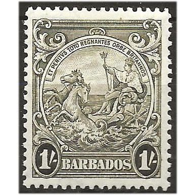 Barbados 1938 SG255 1/- Olive-Green Mounted Mint . .. .