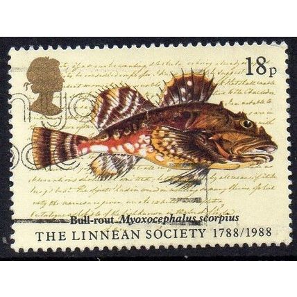 GB 1988 Bicentenary of Linnean Society - Short-spined Sea Scorpion 18p used