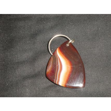 Unisex natural beige white brown triangular agate keyring charm