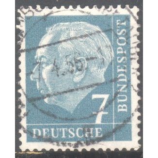 Germany 1954 - 7pf bluish green - President Heuss - used 2