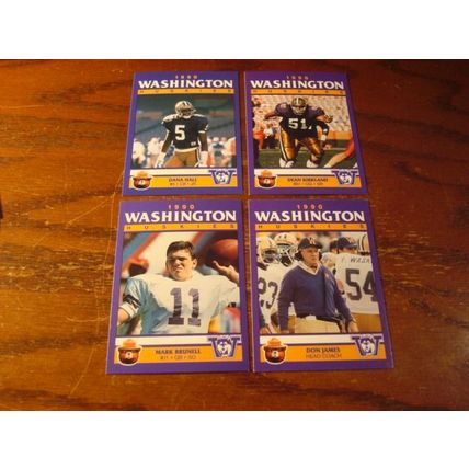 1990, Washington Huskies, Football Set, !-12 Cards, MARK BRUNELL