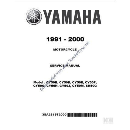 YAMAHA CY50B CY50D E F G H J M SH50G SERVICE MANUAL MOTORCYCLE 233 PAGES ENGLISH