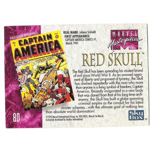 1992 Marvel Masterpieces Trading card #80 Red Skull – Jusko art -Captain America