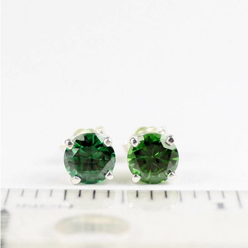 Russian Nanocrystal Emerald, 925 Sterling Silver Post Earrings, SE012