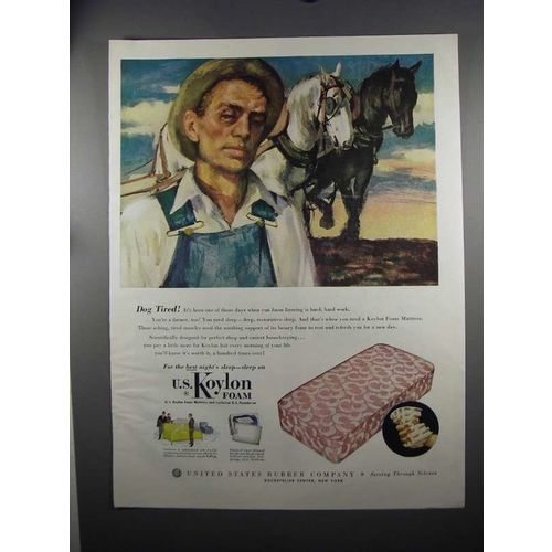1951 United States Rubber Koylon Foam Ad - Dog Tired