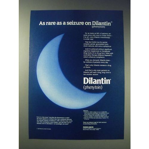 1989 Parke-Davis Dilantin Ad - As rare as a seizure on Dilantin