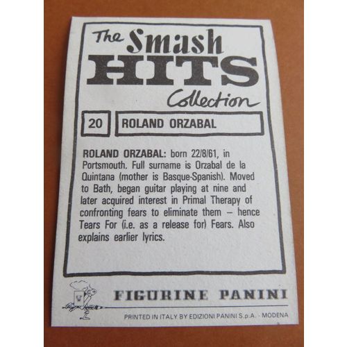 Smash Hits 1984 Panini Sticker No 20 Roland Orzabal