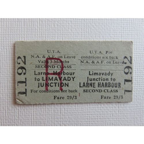 Ulster Transport Authority Limavady Jct-Larne Harbo N.,A&A.F. 2nd Rtn Ticket #40