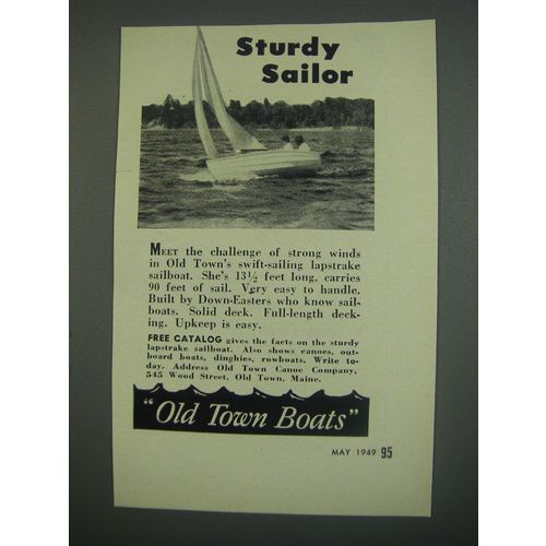 1949 Old Town Boats Ad - Sturdy Sailor