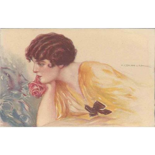 Glamour Lady ART Nouveau T Corbella Signed Artist 1920 MINT condition Italy (2)