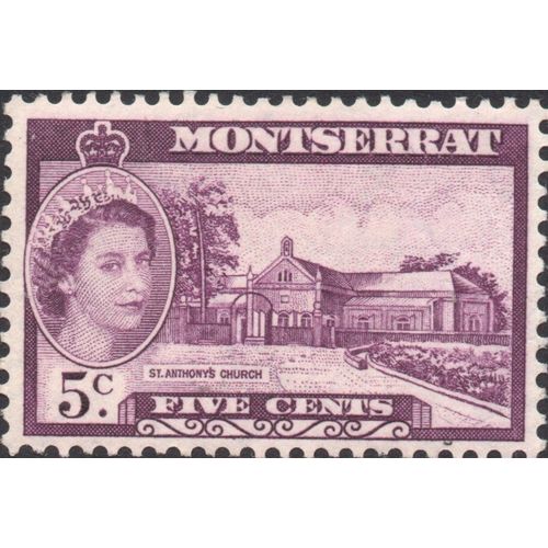 Montserrat 1955 5c Lilac Mounted Mint MM SG 141 Sc 133 stamp St Anthonys Church