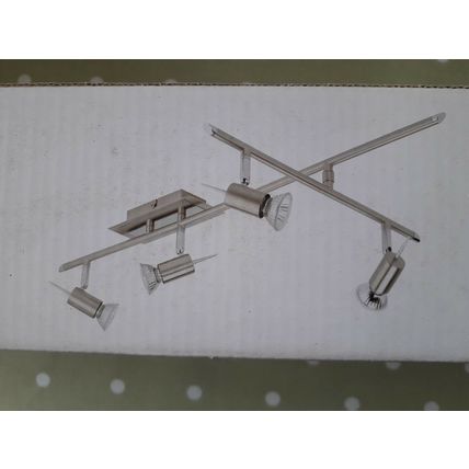 4 Head Spot Light Bar Fitting Ceiling Light GU10 Spotlight Brushed Chrome