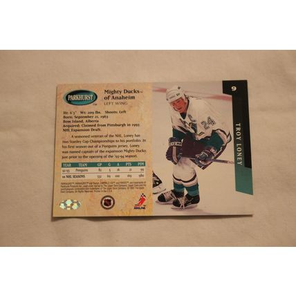 Troy Loney 1993/94 Parkhurst EMERALD ICE NO. 9