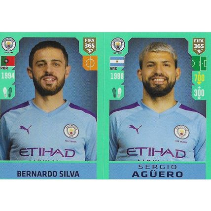 Panini's FIFA 365 2020 (Blue) Sticker: No.49 - Silva (Bernardo) & Agüero
