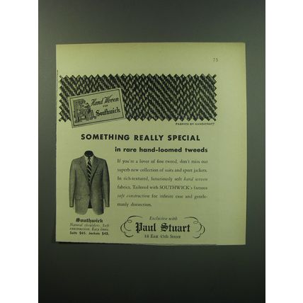 1949 Paul Stuart Southwick Suits Ad - Something really special